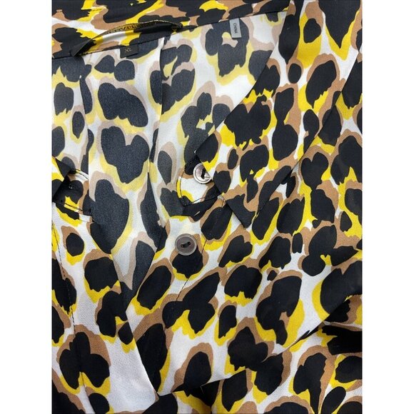KOBI HALPERIN Ali silk blend‎ leopard Blouse size XL career long sleeve - Picture 6 of 11